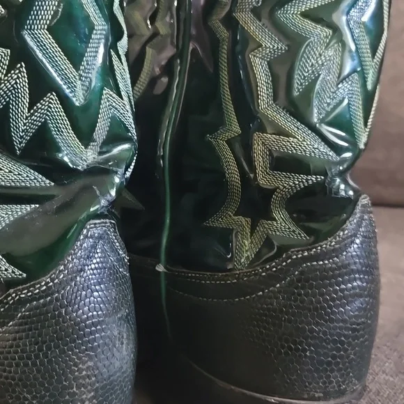 Mens Tony Lamas Vintage Green Lizard. Fits Sise 10/10.5. Cowboy Boots - Picture 7 of 9